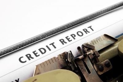 Credit report typed by typewriter