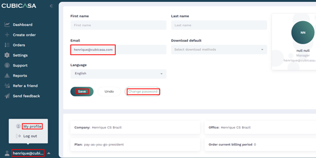 CubiCasa change email
